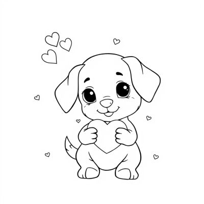 Cute Dog Holding a Heart