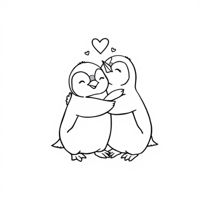 Cute Penguins Hugging