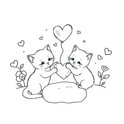 Cute Valentine with Kittens