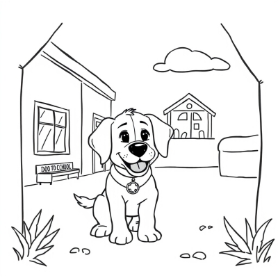 Собака идёт в школу