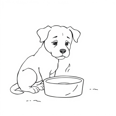 Dog Sad to See an Empty Bowl