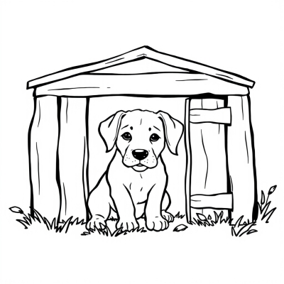 Dog Peeking Out of Kennel