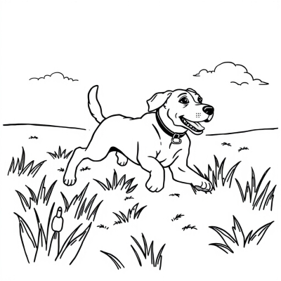 Running Dog in the Field