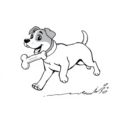 Dog Running with a Bone