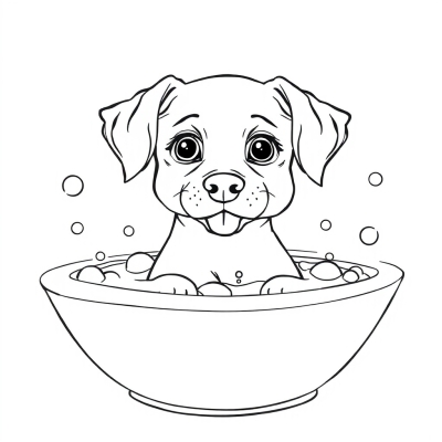Dog in a Bubbly Bath