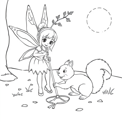 Fairy and Squirrel Cleaning Up