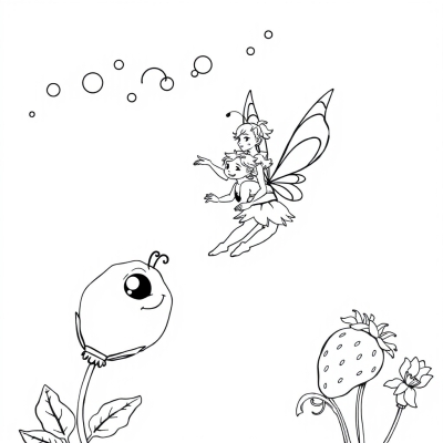 Fairy, Bee, and Strawberry