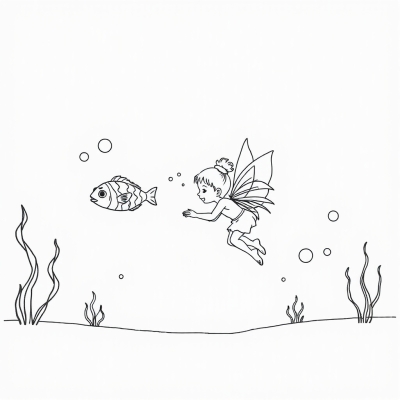 Fairy Swimming with Fish