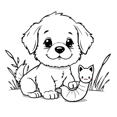Fluffy Puppy and Worm