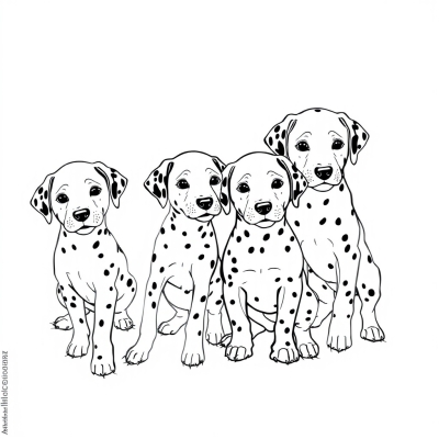 Four Dalmatian Puppies