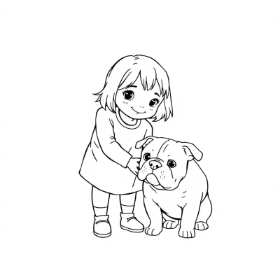 Girl and Bulldog