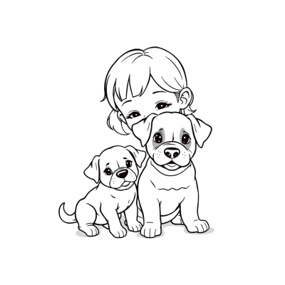 Girl and Puppy