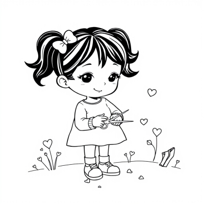 Girl Cutting a Heart