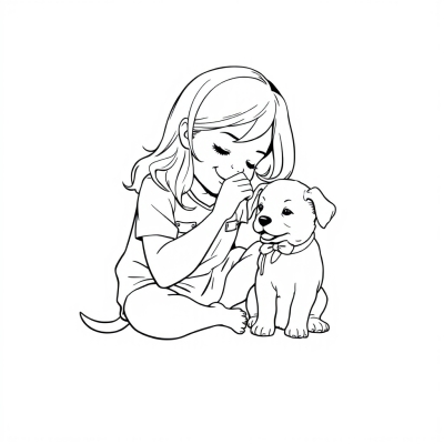 Girl Treating Her Puppy