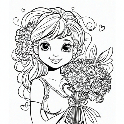 Girl with a Flower Bouquet