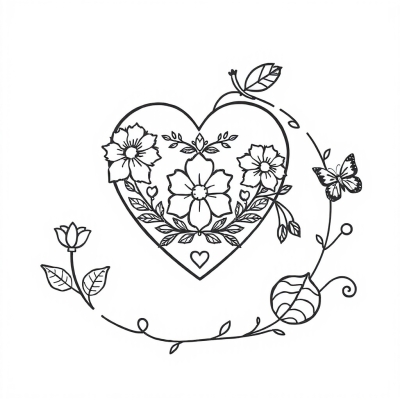 Heart with Floral Design