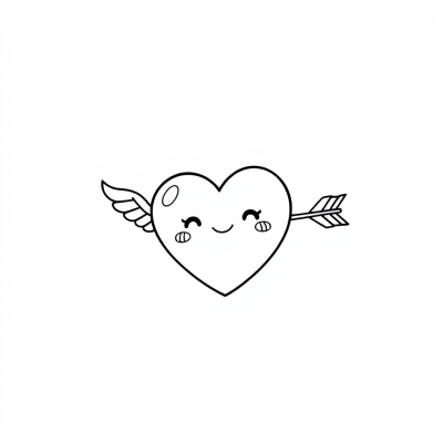Kawaii Heart with Cupid's Arrow