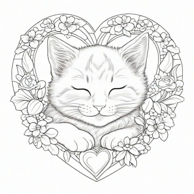 Kitten Sleeping in a Heart