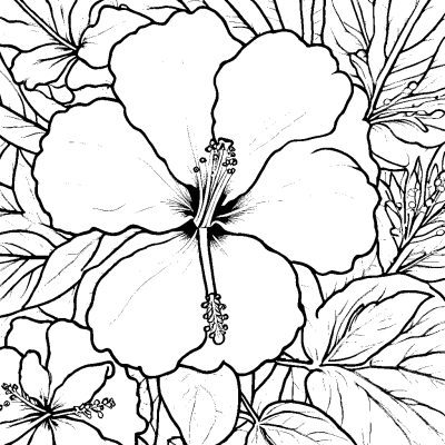 Large Hibiscus Among Leaves