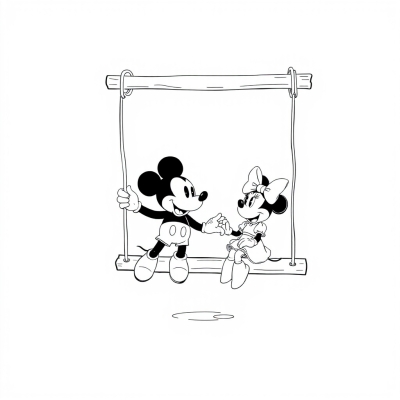 Mickey and Minnie on the Swings