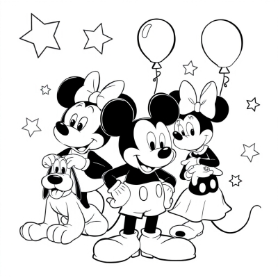 Mickey, Minnie, and Pluto