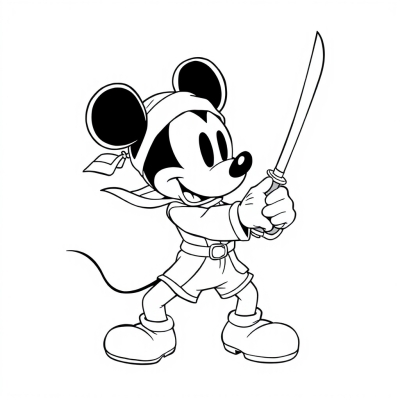 Mickey Mouse Strikes with a Sword