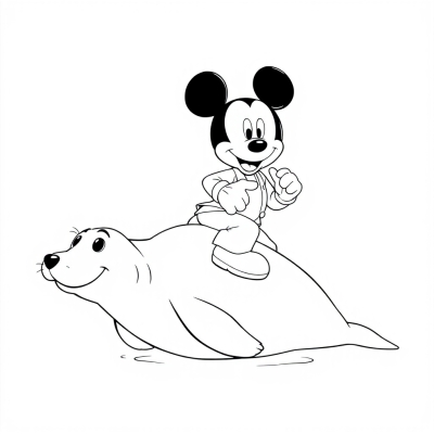 Mickey Mouse Rides a Seal