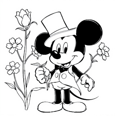 Mickey Mouse the Gentleman with Flowers