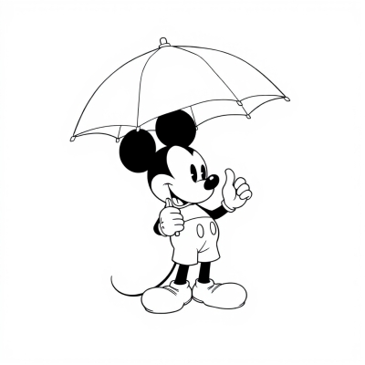 Mickey Mouse Under the Umbrella