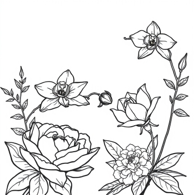 Peony, Orchid, Hydrangea, and Magnolia Flowers