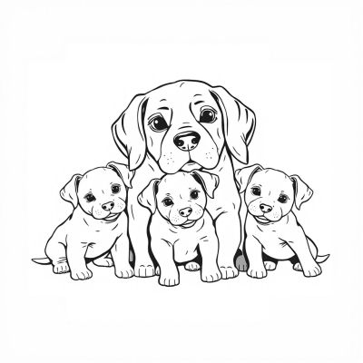 Puppies with Mom