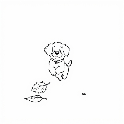 Puppy Jumping for an Autumn Leaf