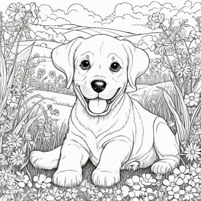 Puppy Playing in the Meadow