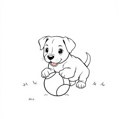 Puppy Playing with a Ball