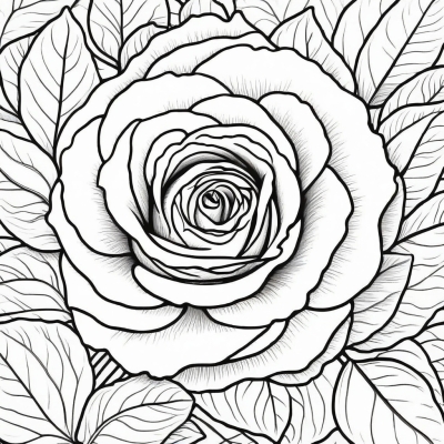 Realistic Rose in Leaves