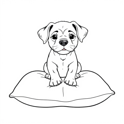 Little Puppy on a Soft Pillow