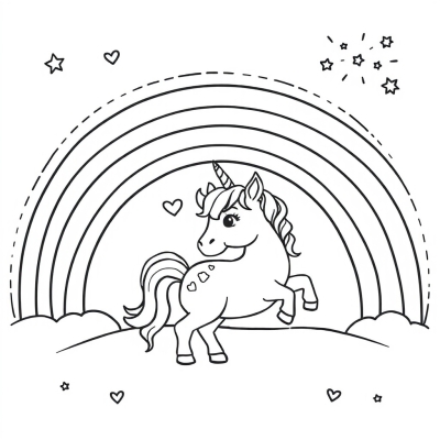 Unicorn, Rainbow, and Heart