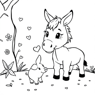 Valentine with Donkey and Piglet