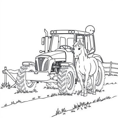 Simple Tractor and Horse