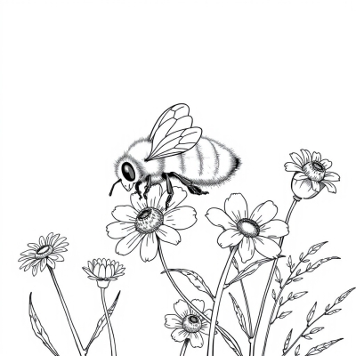 Bee Pollinating Flowers