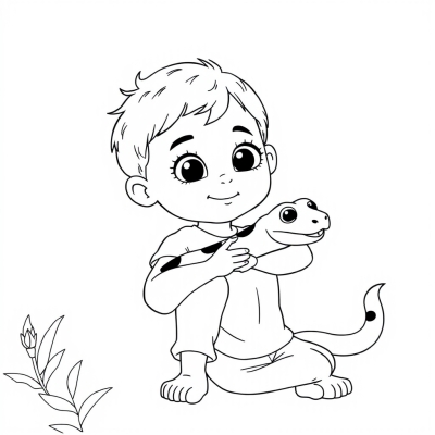 Boy Holding a Snake