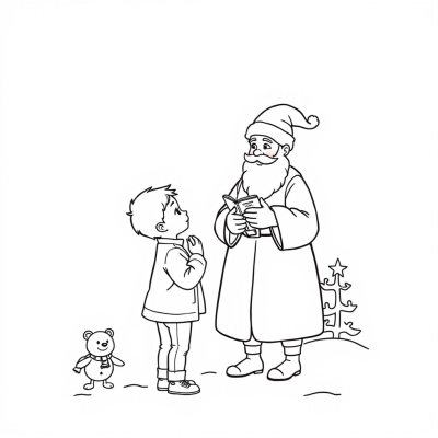 Boy reciting a poem to Father Frost