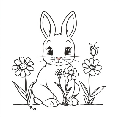 Bunny with Flowers