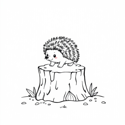 Cute Hedgehog on a Stump