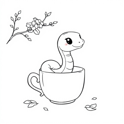 Cute Snake in a Tea Cup