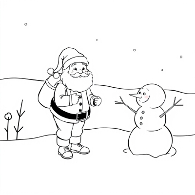Santa Claus and Snow Maiden Make a Snowman