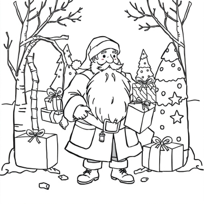 Ded Moroz Comes Out of the Forest with Gifts