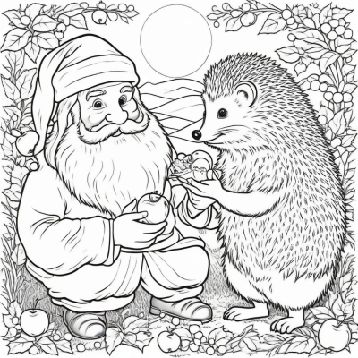 Ded Moroz Gifts an Apple to Hedgehog