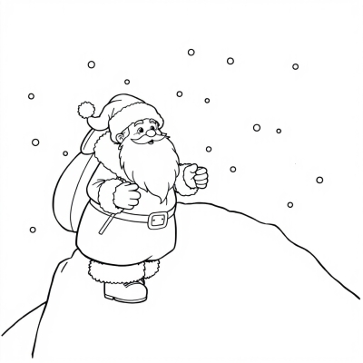 Ded Moroz Getting Ready to Climb on the Roof
