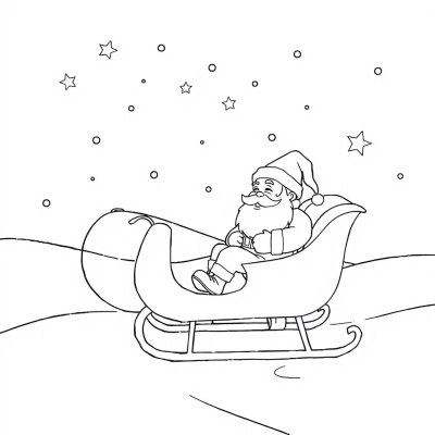 Santa Claus on Sleigh with Boy